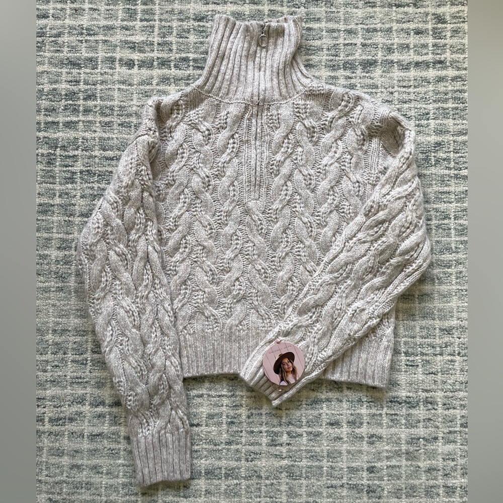 Cable knit half zip sweater